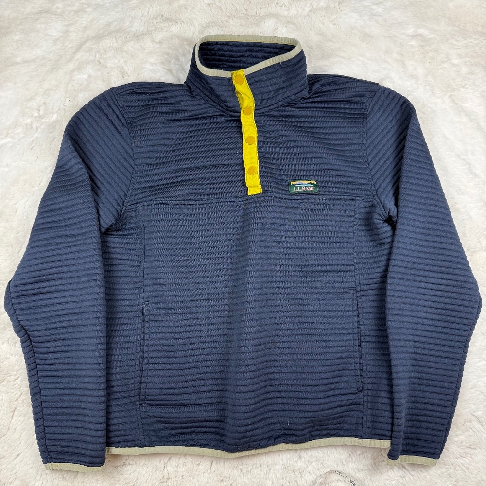 L.L Bean Airlight Knit Pullover Quarter Snap Navy Slightly Fitted Men's Medium